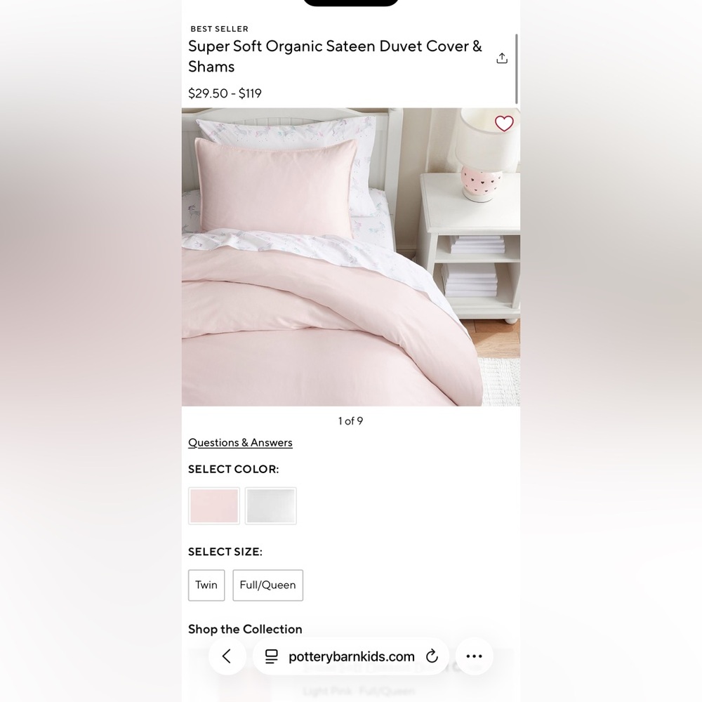 Pottery Barn Kids Pale Pink Super Soft Organic Duvet Cover Twin and PB Insert - Picture 4 of 7